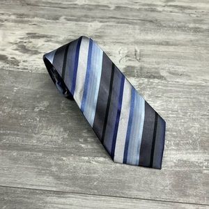 Mexx Grey, Blue, Black & Silver Stripe Silk Tie